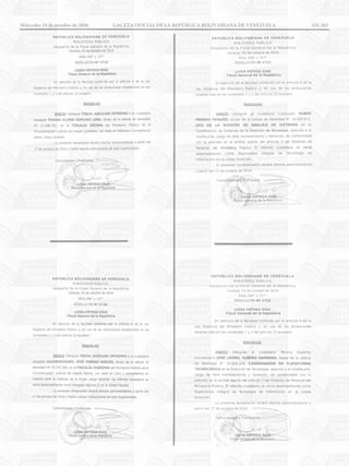 Miércoles 19 de octubre de 2016	 GACETA OFICIAL DE LA REPÚBLICA BOLIVARIANA DE VENEZUELA		 431.383
 