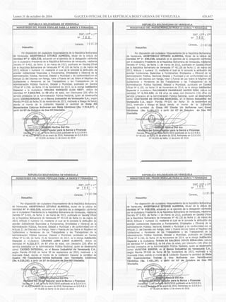 Lunes 31 de octubre de 2016		 GACETA OFICIAL DE LA REPÚBLICA BOLIVARIANA DE VENEZUELA		 431.637
 