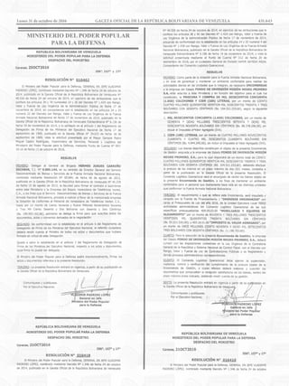 MINISTERIO DEL PODER POPULAR
PARA LA DEFENSA
Lunes 31 de octubre de 2016		 GACETA OFICIAL DE LA REPÚBLICA BOLIVARIANA DE VENEZUELA		 431.643
 