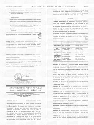 MINISTERIO DEL PODER POPULAR
PARA LOS PUEBLOS INDÍGENAS
Lunes 31 de octubre de 2016		 GACETA OFICIAL DE LA REPÚBLICA BOLIVARIANA DE VENEZUELA		 431.657
 