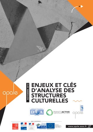 ENJEUX ET CLéS
D’ANALYSE DES
STRUCTURES
CULTURELLES
www.opale.asso.fr
Novembre2016
 