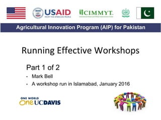 Running Effective Workshops
Part 1 of 2
• Mark Bell
• A workshop run in Islamabad, January 2016
 