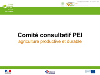 Comité Consultatif PEI – 18 novembre 2016
Comité consultatif PEI
agriculture productive et durable