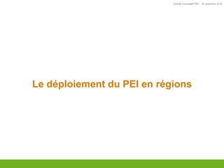 Comité Consultatif PEI – 18 novembre 2016
Le déploiement du PEI en régions