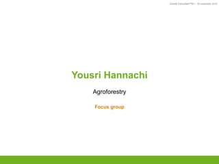 Comité Consultatif PEI – 18 novembre 2016
TITRE
Yousri Hannachi
Agroforestry
Focus group