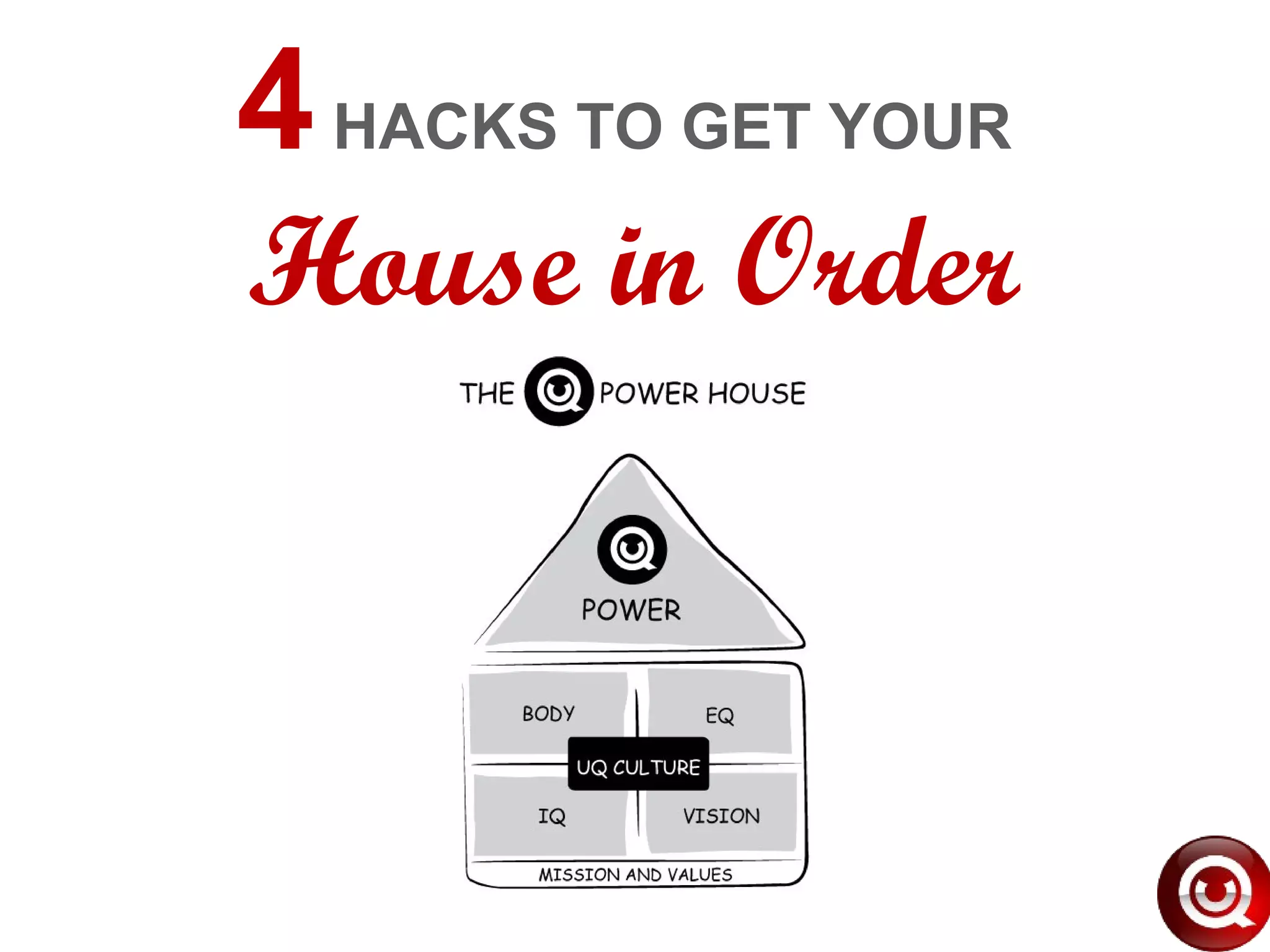 4HACKS TO GET YOUR
House in Order
 