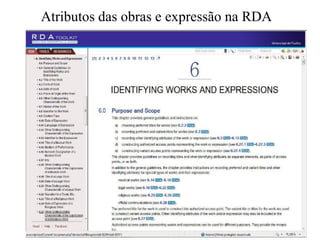 Atributos das obras e expressão na RDA
 
