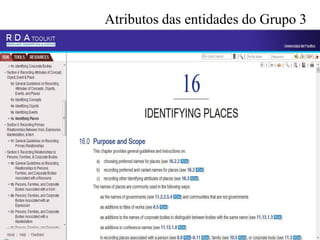 Atributos das entidades do Grupo 3
 