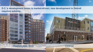 New Jersey Future | Redevelopment Forum
2016
The Triple-Bottom-Line Beauty of Green Infrastructure 6
Washington, D.C. Detroit
D.C.’s development boom is market-driven; new development in Detroit
requires subsidy.
 