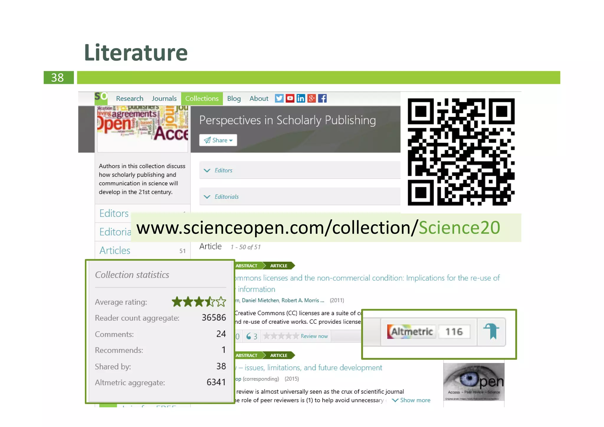 38
Literature
www.scienceopen.com/collection/Science20
 