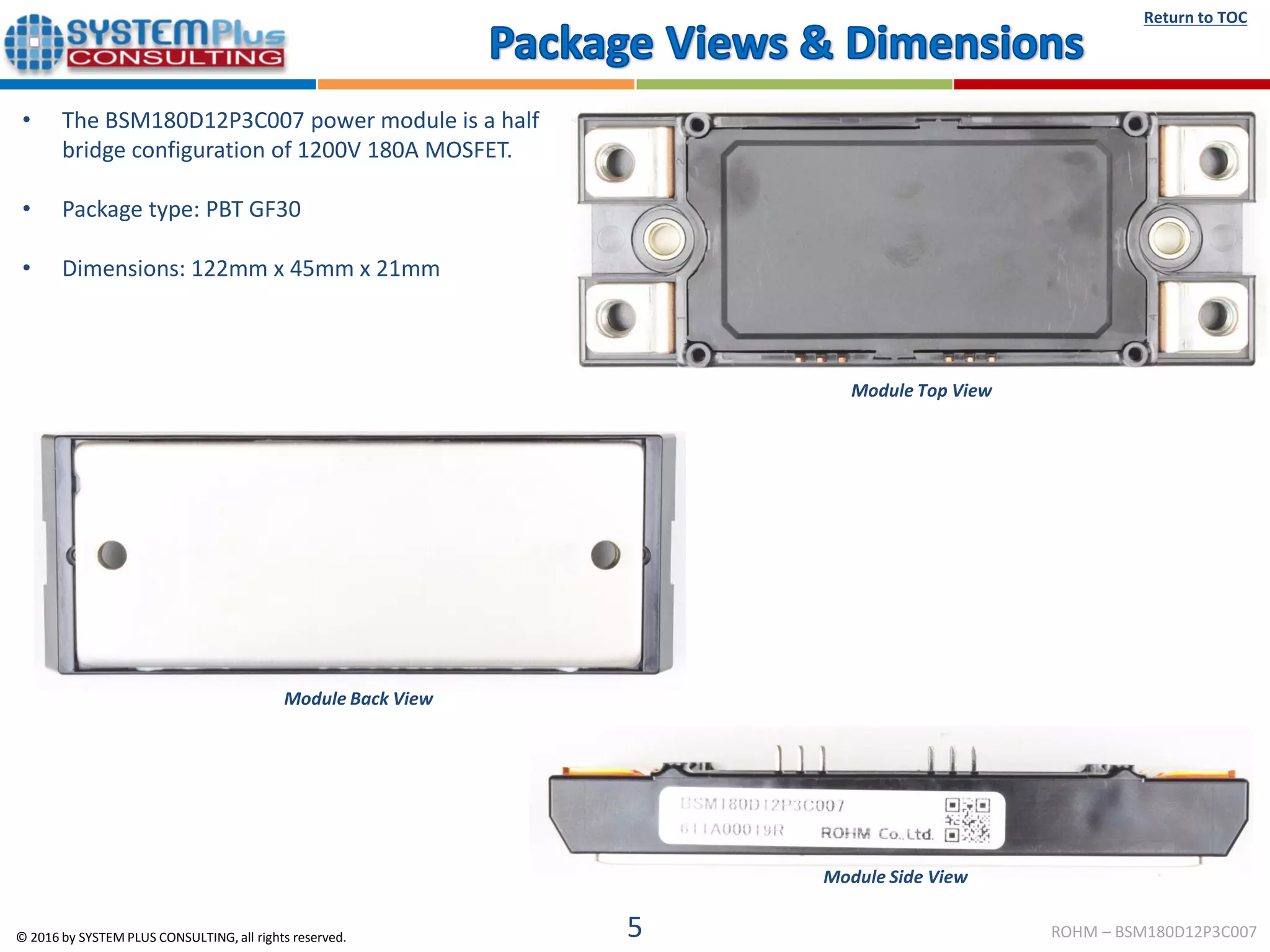 ROHM 1200V Trench SiC MOSFET BSM180D12P3C007 Module 2016 teardown ...