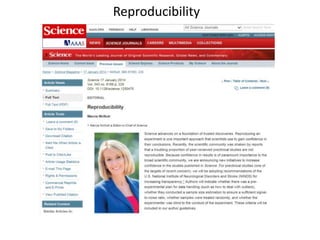 Reproducibility
 