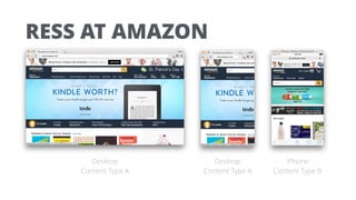 RESS AT AMAZON
Desktop
Content Type A
Desktop
Content Type A
iPhone
Content Type B
 