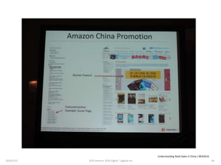 Understanding Book Sales in China / BEA2016
2016/5/23 46JEPA Seminar 2016 Digital Tugboat Inc.
 