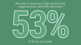 We refer to these as “high performing”
organizations, and they represent
of those surveyed.
 