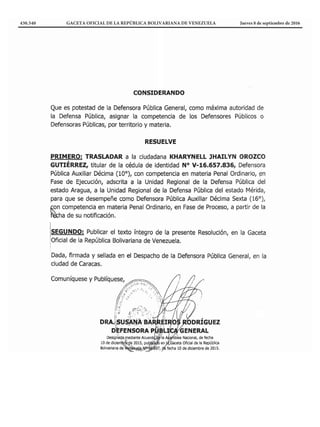 430.540 GACETA OFICIAL DE LA REPÚBLICA BOLIVARIANA DE VENEZUELA		 Jueves 8 de septiembre de 2016
 