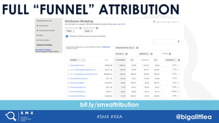 #SMX #XXA @bigalittlea
FULL “FUNNEL” ATTRIBUTION
bit.ly/smxattribution
 