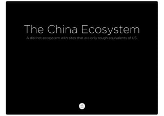 The China Ecosystem
A distinct ecosystem with sites that are only rough equivalents of US.
 
