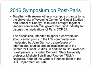 2016 Symposium on Post-Paris COP 21 Carbon Policy Takes Place at UW 