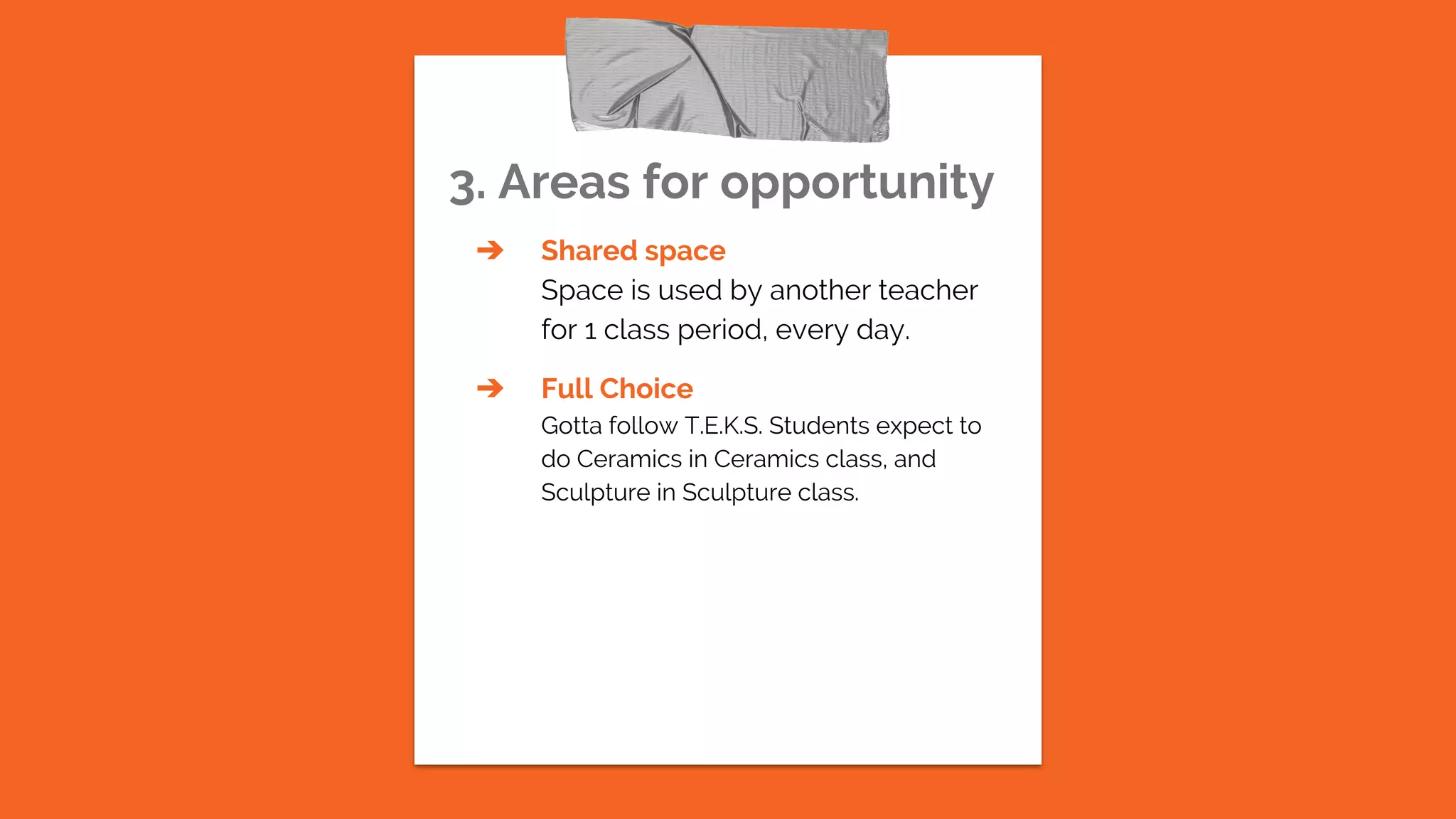 The artist statement is the golden egg of the Choice-
Based classroom. It counts as a Quiz grade.
 