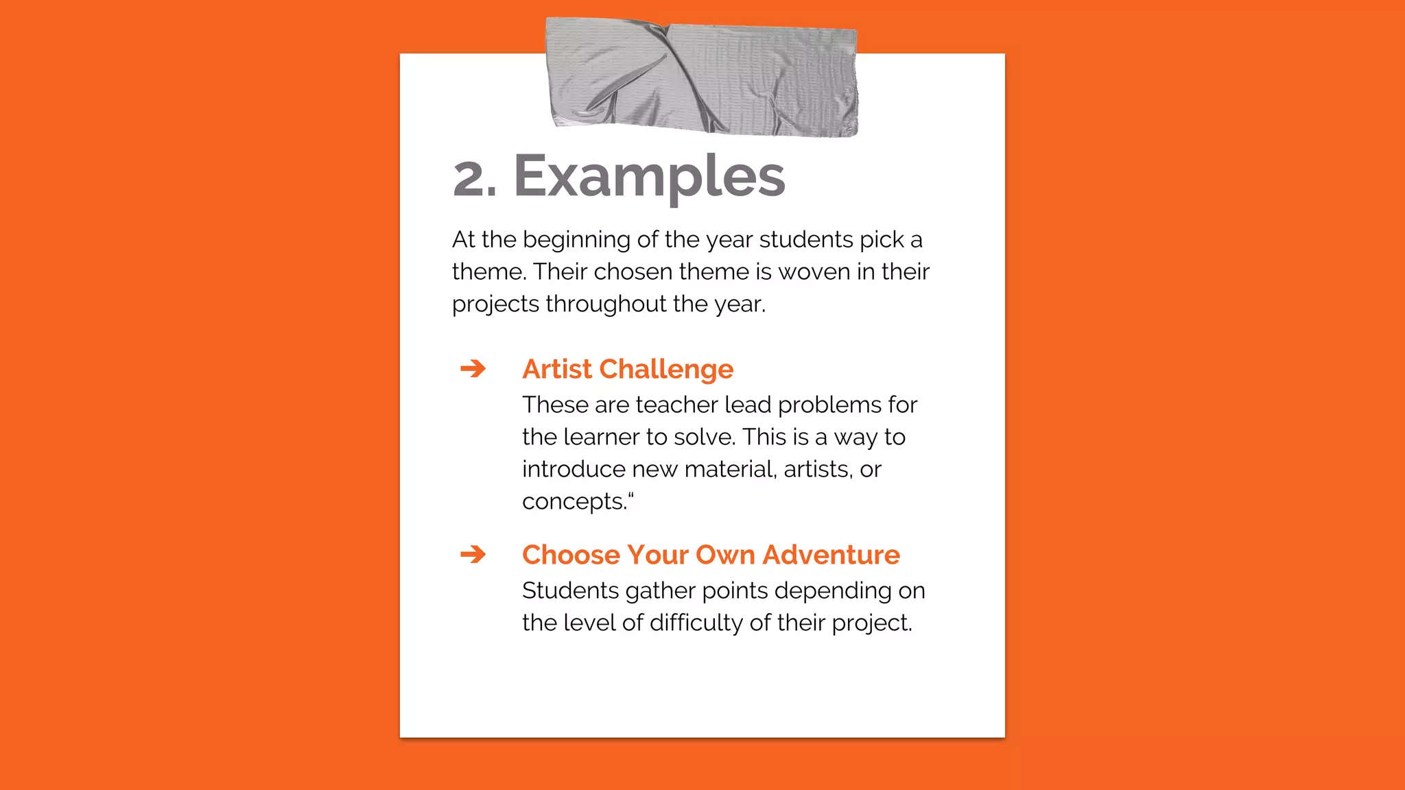 #1 Student will develop skills in these three areas:
• Media – Students will use a broad range of traditional 2-D, 3-D, and electronic media and technology to express ideas
and to create artistic content.
• Creativity– Students will develop and use characteristic traits of creativity (and artistic habits of mind) to express
unique, personal, and different ideas in artistic content.  Students will explore the options and alternatives inherent in
art experiences.
• Self-expression – Students will develop skills and confidence as artistic thinkers by transforming ideas- as responses
to art projects, art assignments, and art problems -into unique, personal works of art. 
#2 Students will develop skills in these three areas:
• Historical/ cultural heritage – Students will describe the connection and relationship between the artist and the
creation of art within and across a broad range of western and non-western societies and cultures.
• Response/ evaluation – Students will respond to their own art, the work of others (classmates), and art related
subject matter by applying the techniques and principles of art criticism, art aesthetics, reflective and/or persuasive
writing.
• Principles and Elements – Students will apply the Principles of Design and Elements of Art in the creation of their
artwork, in critical dialog, and in applied writing activities in art criticism, art aesthetics, and art history.
 
#3 Students will develop skills in these three areas:
• Vocabulary – Students will use an appropriate art-related vocabulary in the use of critical dialog and in applied writing
activities in art criticism, art history, and art aesthetics
• Principles and Elements – Students will apply the Principles of Design and Elements of Art in the creation of their
artwork, in critical dialog, and in applied writing activities in art criticism, art aesthetics, and art history.
• Writing – Students will use writing in art as a meaningful opportunity to express ideas and understandings about art
through various writing activities including, art criticism, art aesthetics, and art history.
 