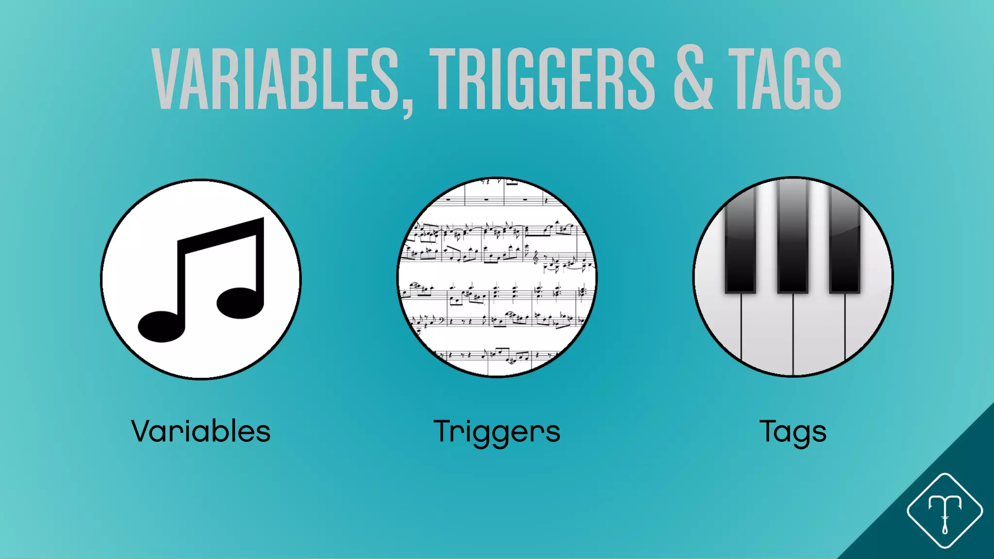 VARIABLES,TRIGGERS &TAGS
Variables Triggers Tags
 