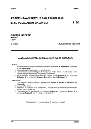 2016 Terengganu Spm Trial English Paper 2 Bk7 Pdf