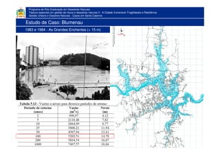 Programa de Pós-Graduação em Desastres Naturais
Tópicos especiais em gestão de riscos e desastres naturais II - A Cidade Vulnerável: Fragilidades e Resiliência
Gestão Urbana e Desatres Naturais - Casos em Santa Catarina
3. Planos Diretores
1983 e 1984 - As Grandes Enchentes (+ 15 m)
Estudo de Caso: Blumenau
 