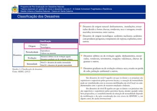 Programa de Pós-Graduação em Desastres Naturais
Tópicos especiais em gestão de riscos e desastres naturais II - A Cidade Vulnerável: Fragilidades e Resiliência
Gestão Urbana e Desatres Naturais - Casos em Santa Catarina
Classificação dos Desastres
 