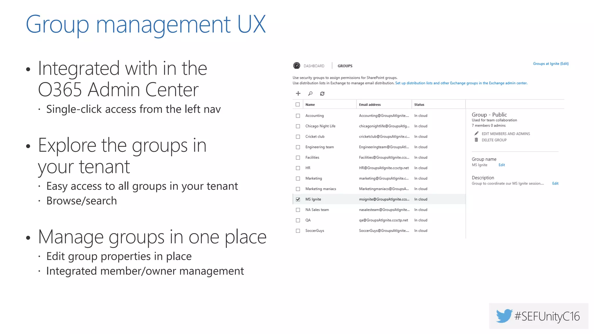 PowerShell: Connect
Allow remote sessions
Set-ExecutionPolicy Unrestricted
Get usercredentials
$userCredential = Get-Credential
Open Powershell session
$session = New-PSSession -ConfigurationName Microsoft.Exchange
-ConnectionUri https://outlook.office365.com/powershell-liveid/
-Credential $UserCredential -Authentication Basic -AllowRedirection
Import-PSSession $session
 