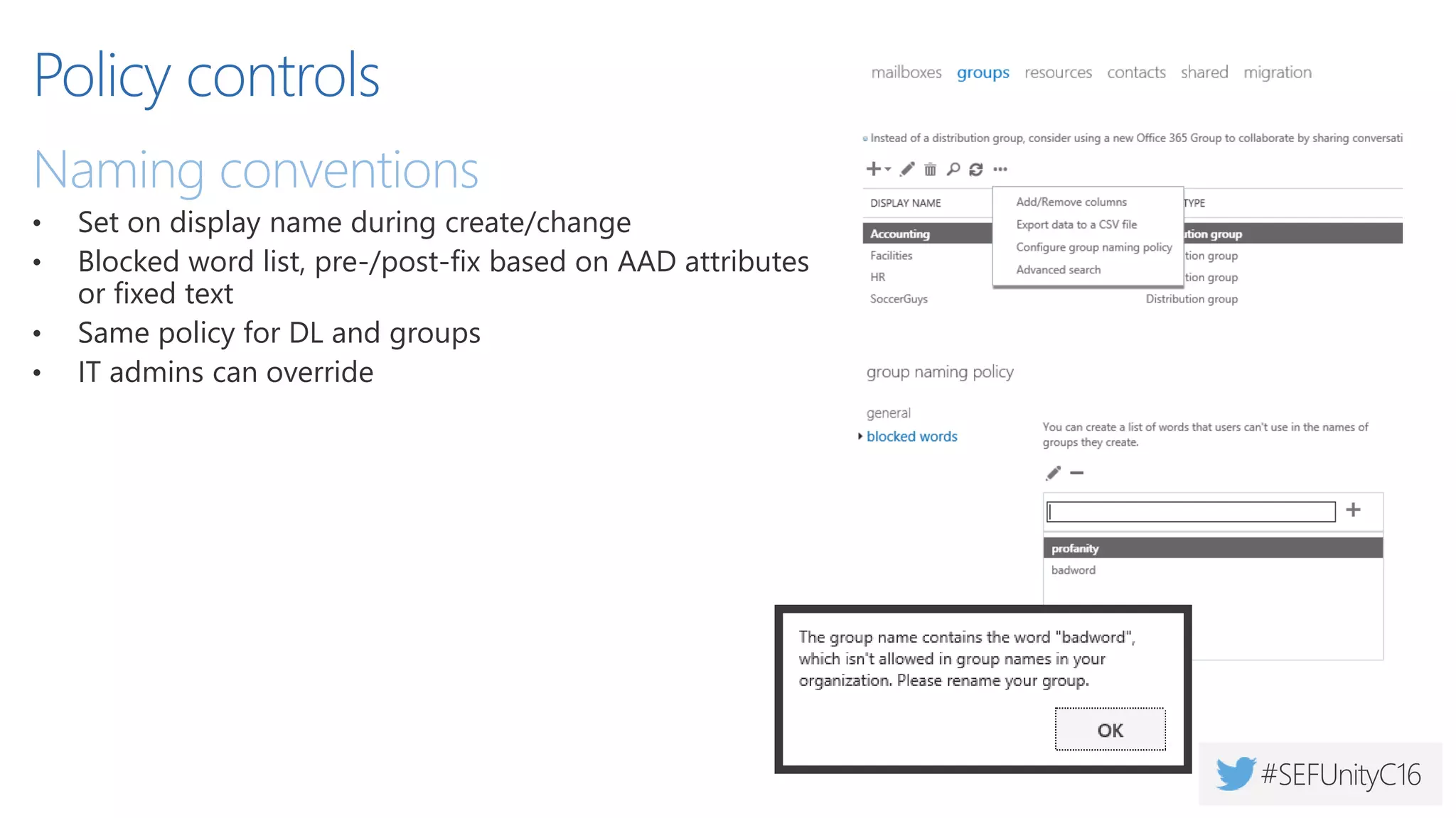 Office 365 Connectors
• New Connector Card creates new message
• 80+ Connectors available today
• Incoming Webhooks
• Possibility to create your own Connectors
https://dev.outlook.com/connectors
 