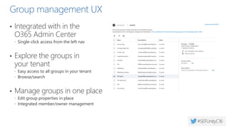 PowerShell: Connect
Allow remote sessions
Set-ExecutionPolicy Unrestricted
Get usercredentials
$userCredential = Get-Credential
Open Powershell session
$session = New-PSSession -ConfigurationName Microsoft.Exchange
-ConnectionUri https://outlook.office365.com/powershell-liveid/
-Credential $UserCredential -Authentication Basic -AllowRedirection
Import-PSSession $session
 