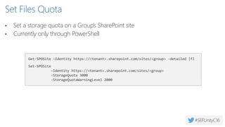 Office 365 Planner
Integrated with Office 365 Groups, so all
of the conversations in Planner are
available in Outlook 2016, Outlook on
the web and the Outlook Groups
mobile app.
Create new plans, organize &
assign tasks, share files, talk
about what you’re working on,
and get updates on progress.
 
