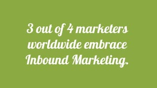 3 out of 4 marketers
worldwide embrace
Inbound Marketing.
 