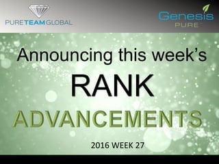Announcing this week’s
RANK
2016 WEEK 27
 