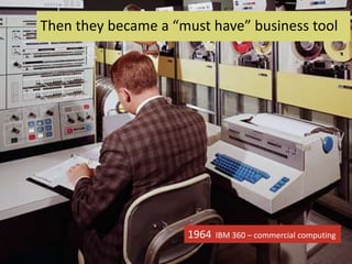 1964: IBM 360
Then they became a “must have” business tool
1964 IBM 360 – commercial computing
 