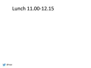 @isaja
Lunch 11.00-12.15
 