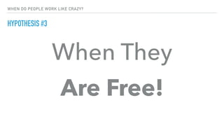 WHEN DO PEOPLE WORK LIKE CRAZY?
HYPOTHESIS #3
When They
Are Free!
 