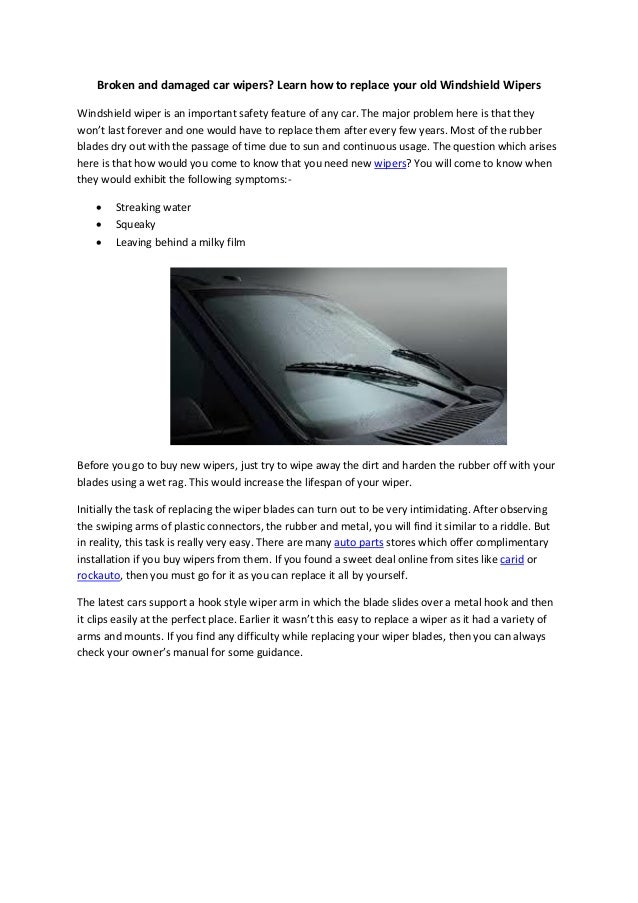 Parts AvatarAutobodypartsbroken and damaged car wipers, learn how to