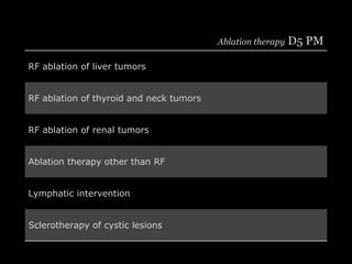 Ablation therapy D5 PM
RF ablation of liver tumors
RF ablation of thyroid and neck tumors
RF ablation of renal tumors
Abla...