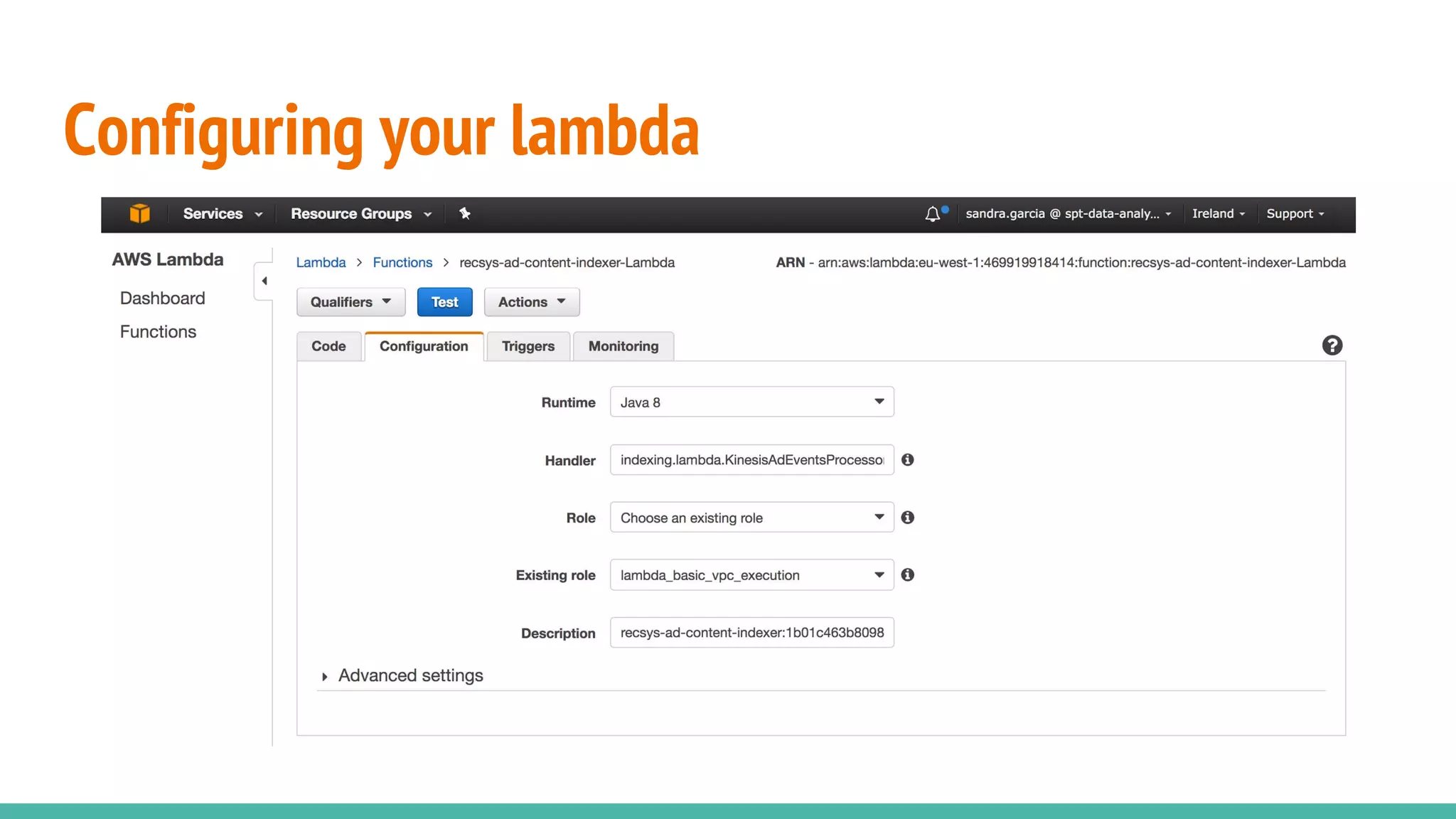 Configuring your lambda 