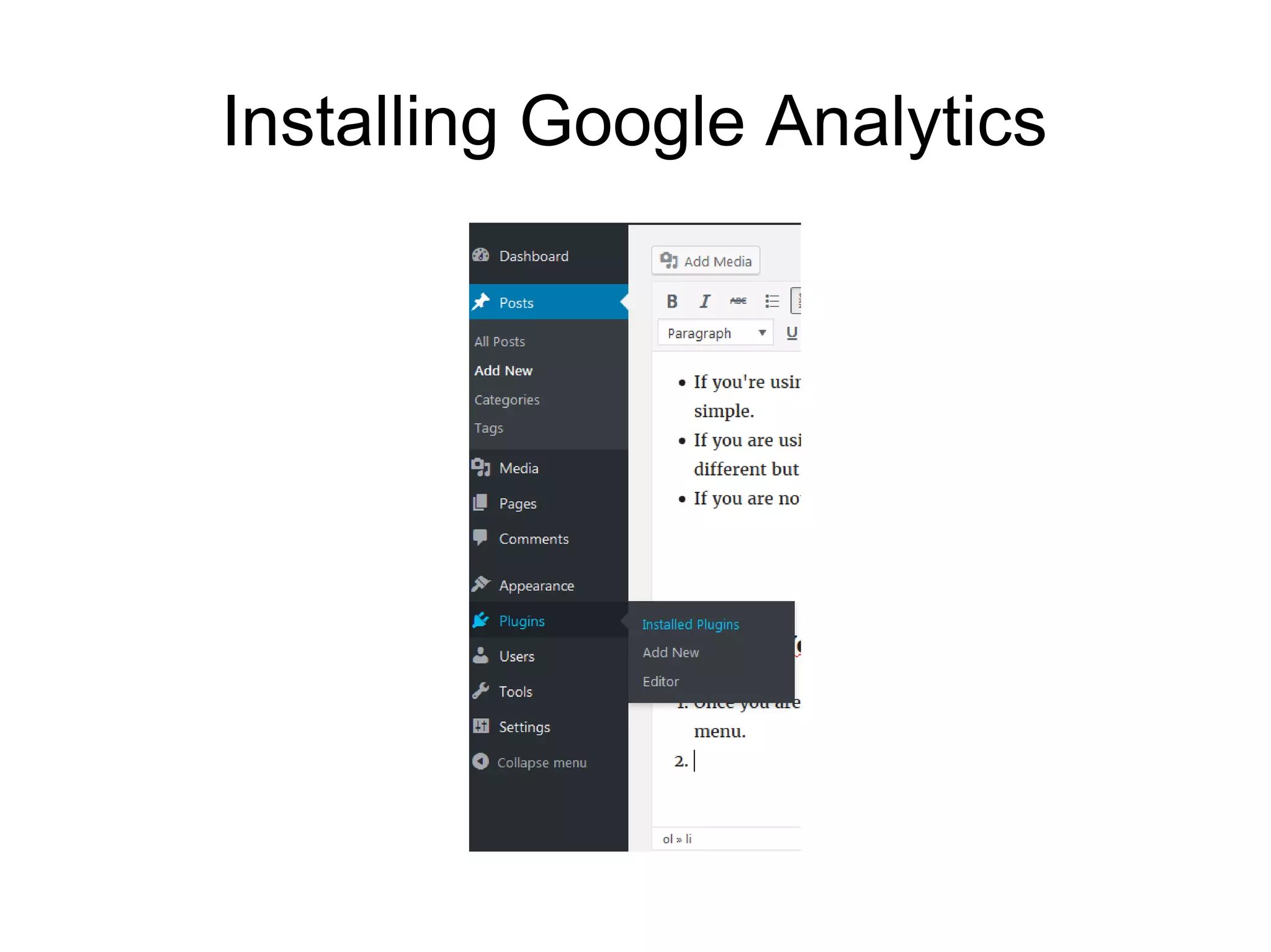 Installing Google Analytics
 