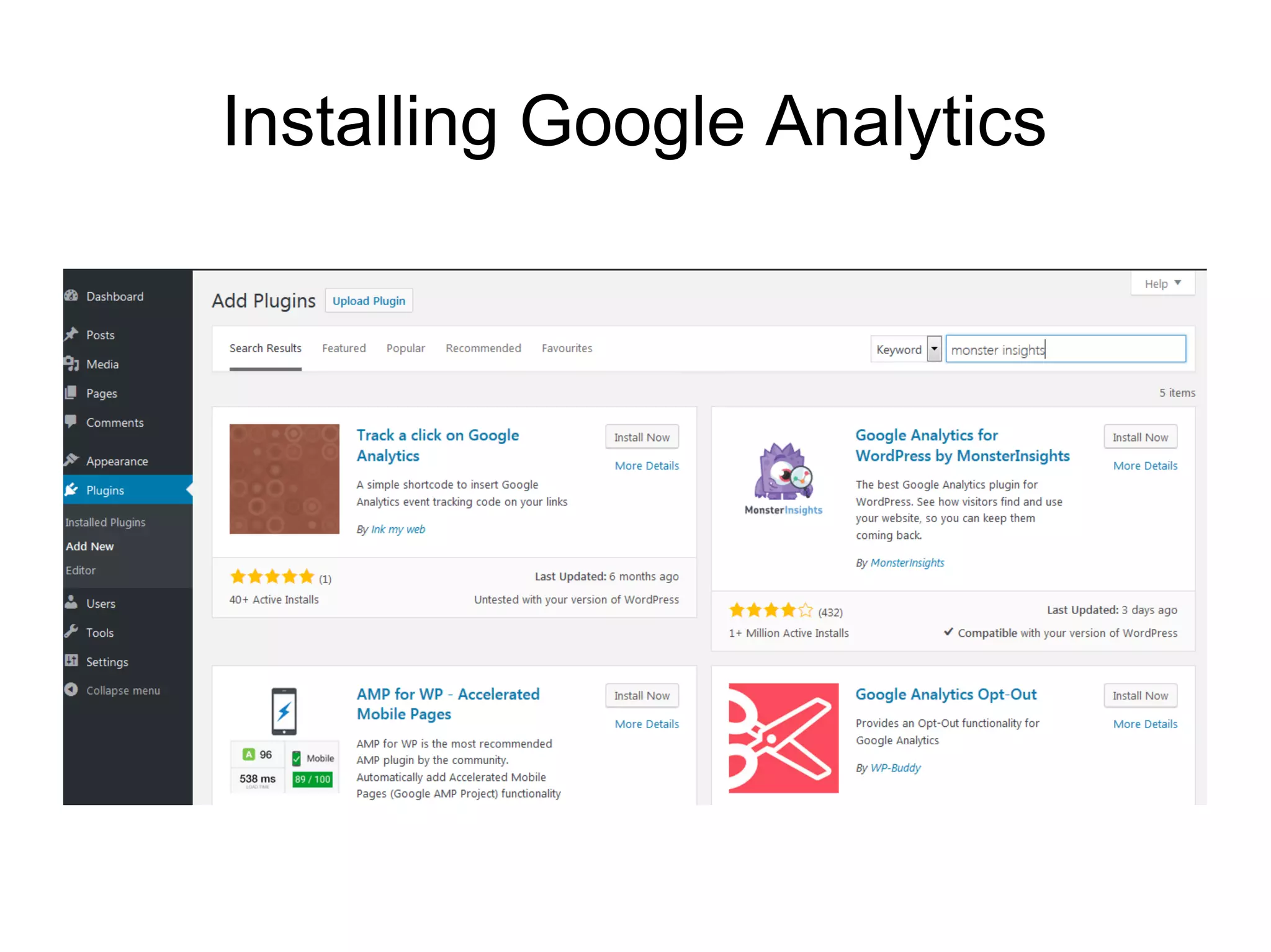 Installing Google Analytics
 