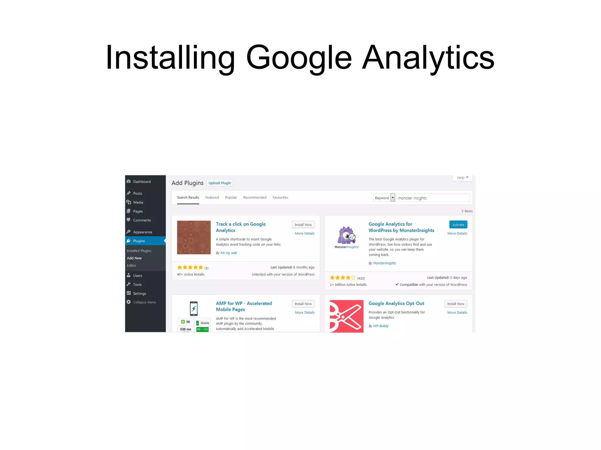 Installing Google Analytics
 