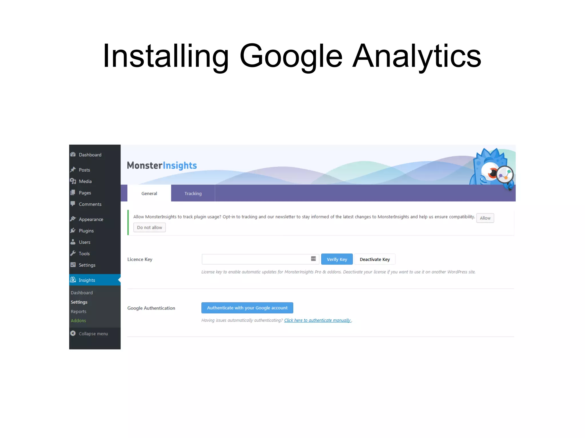 Installing Google Analytics
 