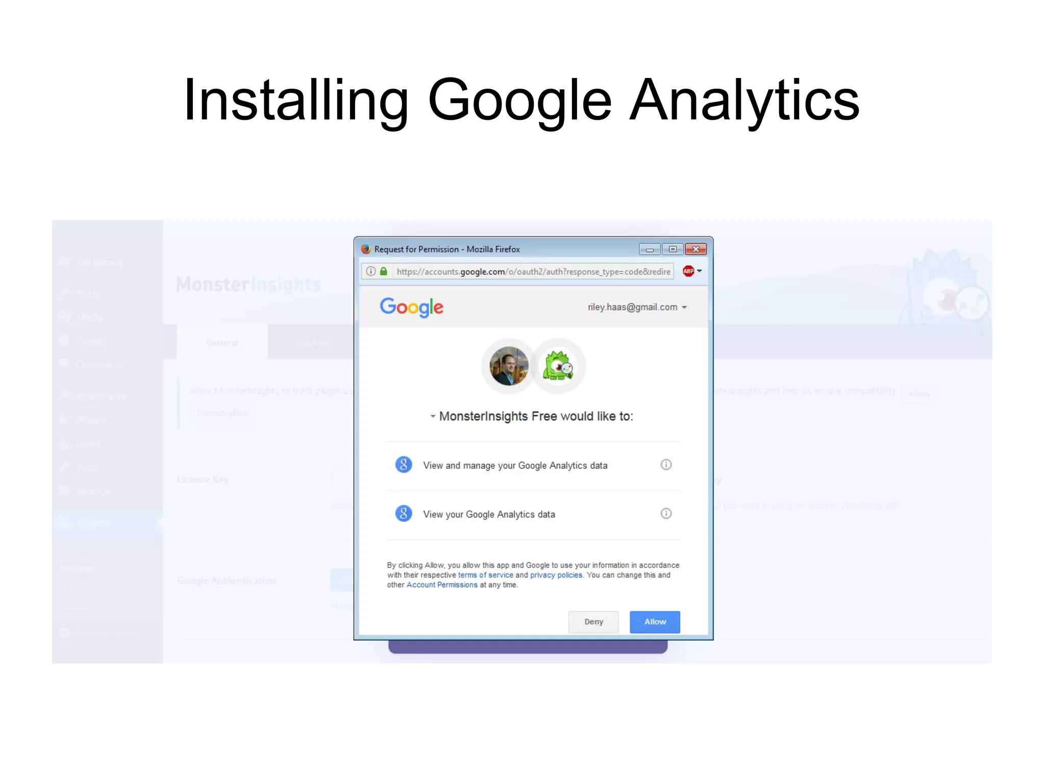 Installing Google Analytics
 