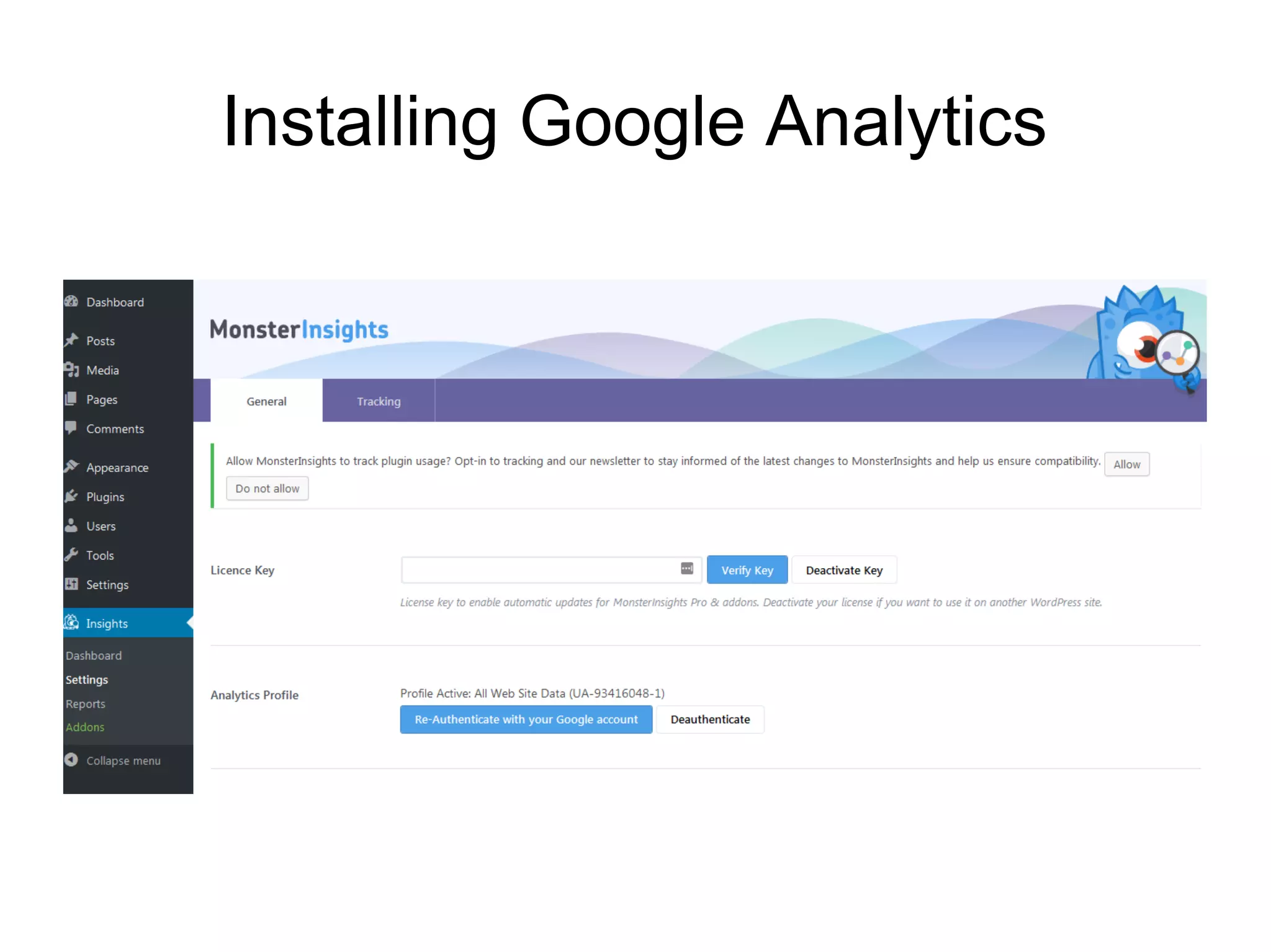 Installing Google Analytics
 