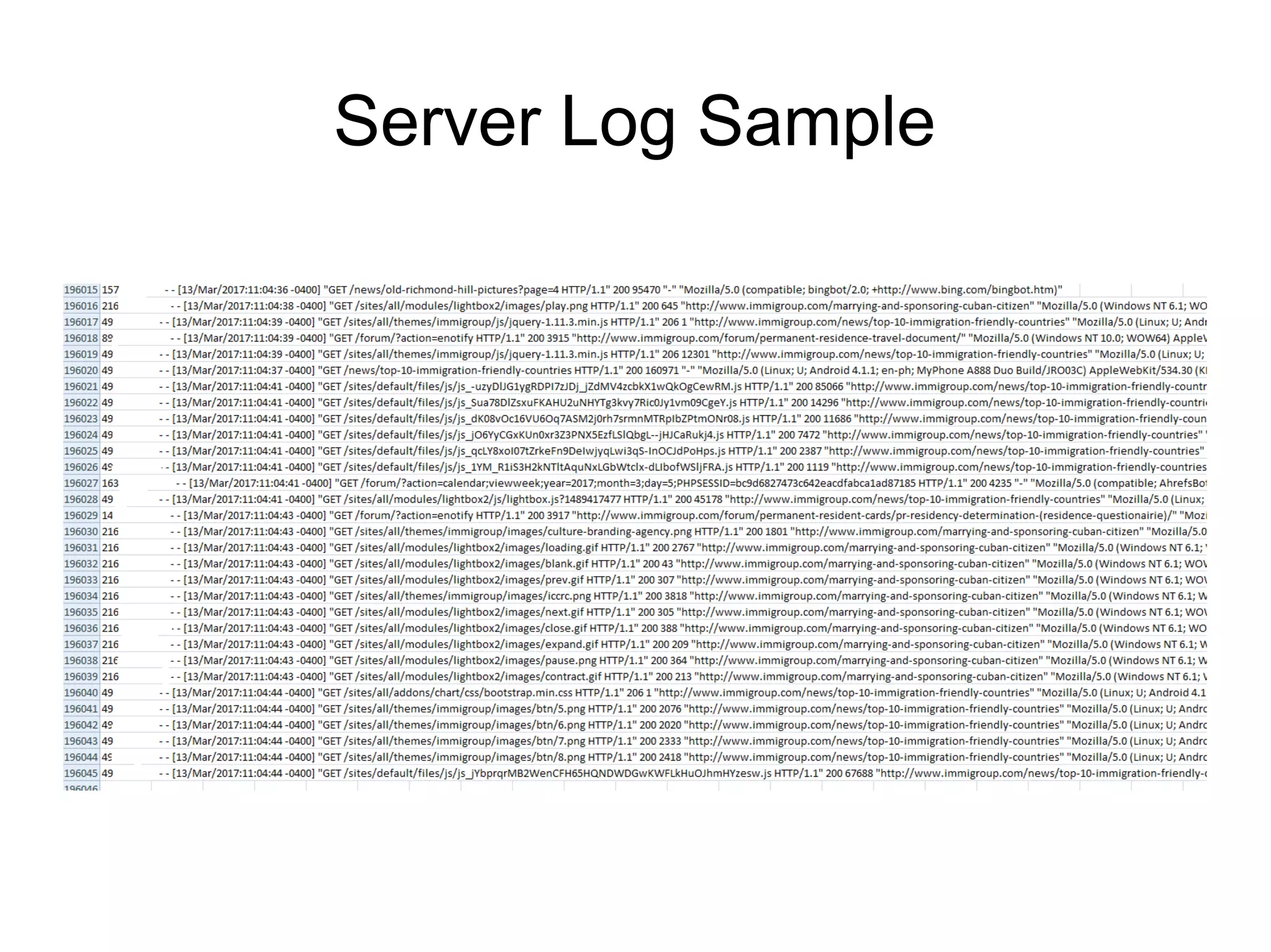 Server Log Sample
 