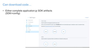 • Either complete application or SDK artifacts
(SDK+config)
Can download code…
 