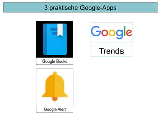 Agenda
1. Google für Profis
2. Alternative Suchmaschinen
3. Suchstrategien
4. Suchanfragen formulieren
5. Suchresultate fi...